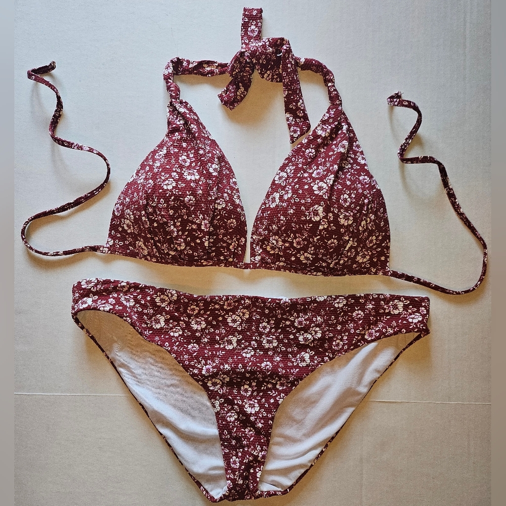 Gianni Bini Floral Bikini - Burgundy and White